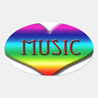 Rainbow Music Hart voor Muziekleraren Geschenken Ovale Sticker