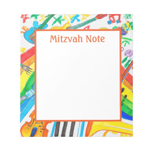 Rainbow Music Meisjes Mitzvah Notes Notitieblok (Voorkant)