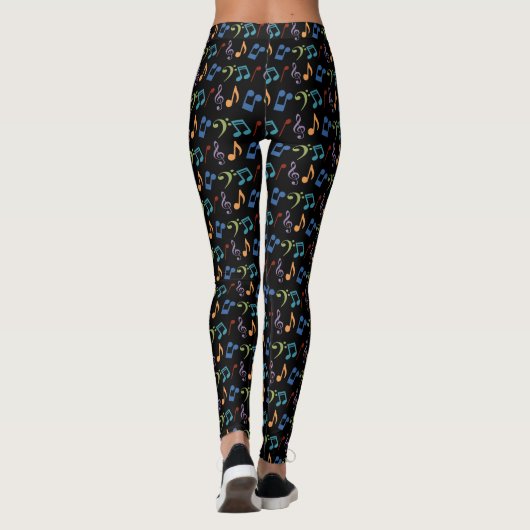 Rainbow Music Note Black Leggings (Achterkant)