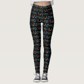 Rainbow Music Note Black Leggings (Voorkant)
