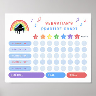 Rainbow Music Praktijk Grafiek Piano Poster