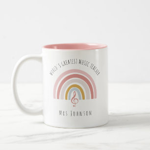 Rainbow Music Teacher Custom Bedankt Cadeau Tweekleurige Koffiemok