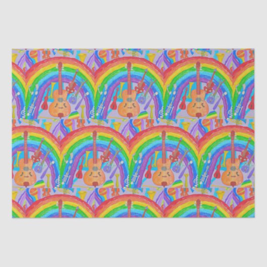 Rainbow Musical Instruments Band Teacher Decoupage Tissuepapier (Voorkant)