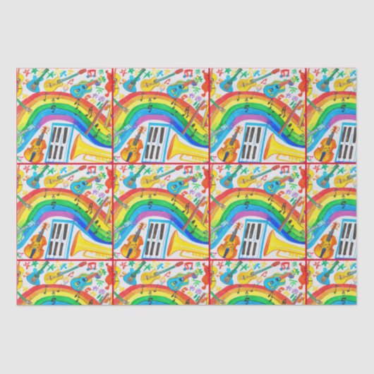 Rainbow Musical Instruments Band Teacher Decoupage Tissuepapier (Voorkant)