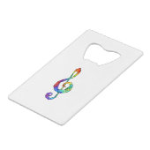 Rainbow Musical Key Creditkaart Flessenopener (Voorkant Gekanteld)
