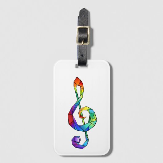 Rainbow musical key treble clean bagagelabel (Voorkant (verticaal))