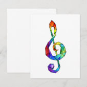 Rainbow musical key treble clean bedankkaart (Voorkant / Achterkant)
