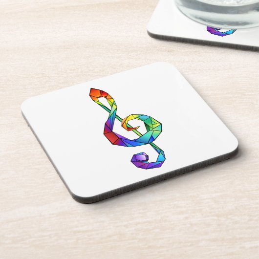 Rainbow musical key treble clean bier onderzetter (Linkerzijde)