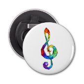 Rainbow musical key treble clean button flesopener (Voorkant)