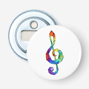 Rainbow musical key treble clean button flesopener