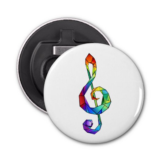 Rainbow musical key treble clean button flesopener (Voorkant)