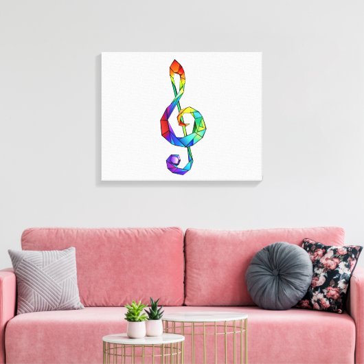 Rainbow musical key treble clean canvas afdruk (Insitu (Woonkamer))