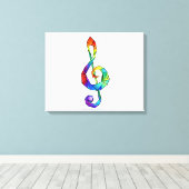 Rainbow musical key treble clean canvas afdruk (Insitu (Houten vloer))