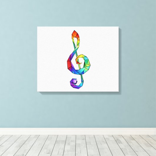 Rainbow musical key treble clean canvas afdruk (Insitu (Houten vloer))
