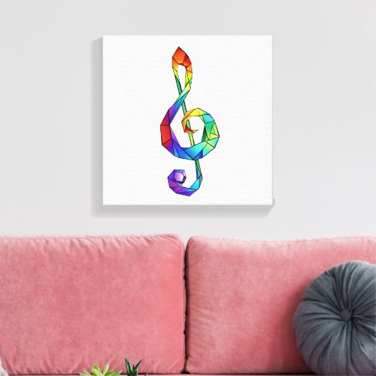 Rainbow musical key treble clean canvas afdruk (Insitu (Woonkamer))
