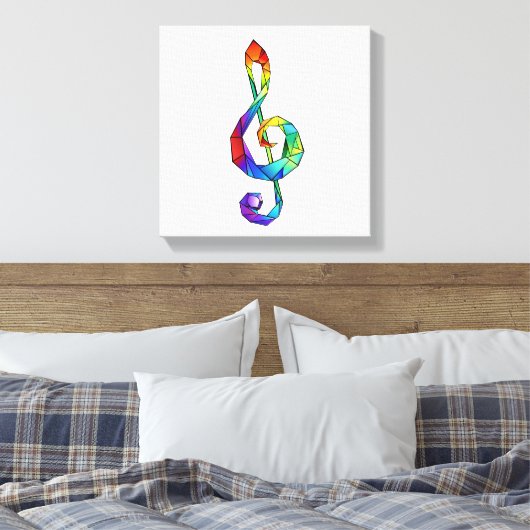 Rainbow musical key treble clean canvas afdruk (Insitu (Slaapkamer))