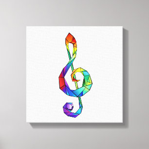 Rainbow musical key treble clean canvas afdruk