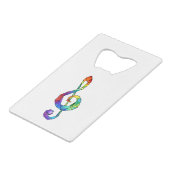 Rainbow musical key treble clean creditkaart flessenopener (Voorkant Gekanteld)