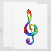 Rainbow musical key treble clean feestdagenkaart (Voorkant / Achterkant)