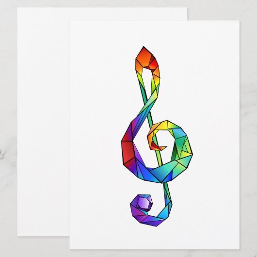 Rainbow musical key treble clean feestdagenkaart (Voorkant / Achterkant)