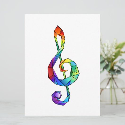 Rainbow musical key treble clean feestdagenkaart (Staand voorkant)