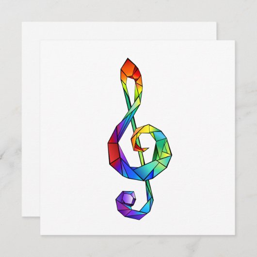 Rainbow musical key treble clean feestdagenkaart (Voorkant / Achterkant)