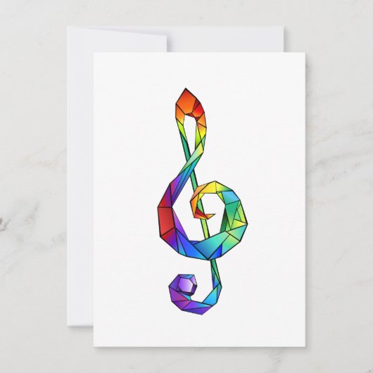 Rainbow musical key treble clean feestdagenkaart (Voorkant)