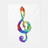Rainbow musical key treble clean fleece deken (Voorkant)