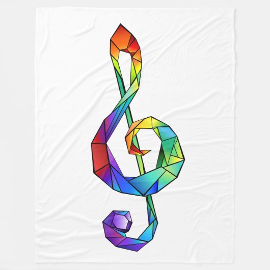 Rainbow musical key treble clean fleece deken (Voorkant)