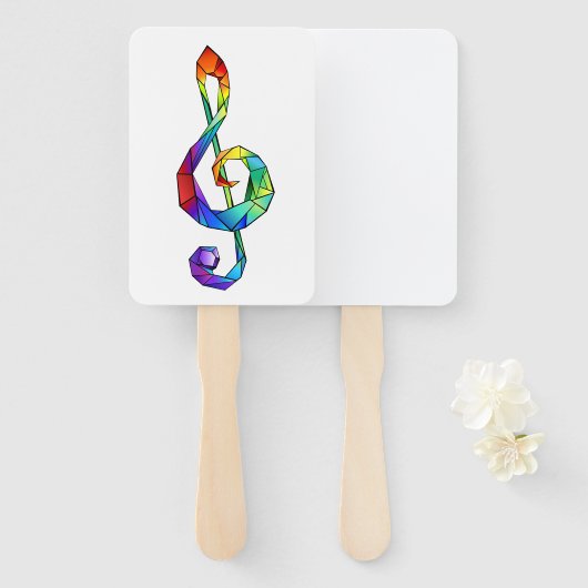 Rainbow musical key treble clean handwaaier (Voorkant en achterkant)