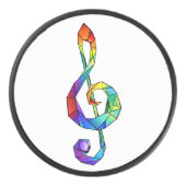 Rainbow musical key treble clean hockey puck (Voorkant)