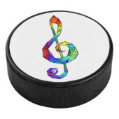 Rainbow musical key treble clean hockey puck (3/4)
