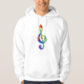 Rainbow musical key treble clean hoodie (Voorkant)