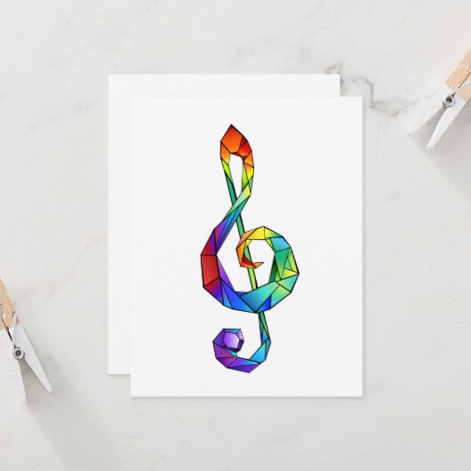 Rainbow musical key treble clean kaart (Voorkant / Achterkant in situ)