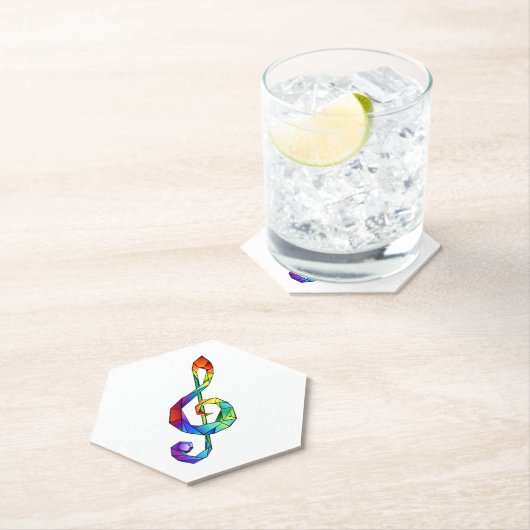 Rainbow musical key treble clean kartonnen onderzetters (Insitu)