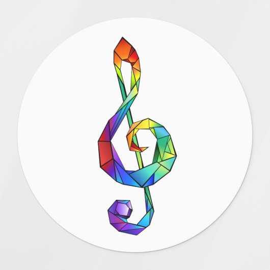 Rainbow musical key treble clean labels (Design 2)