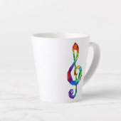 Rainbow musical key treble clean latte mok (Rechterhoek)