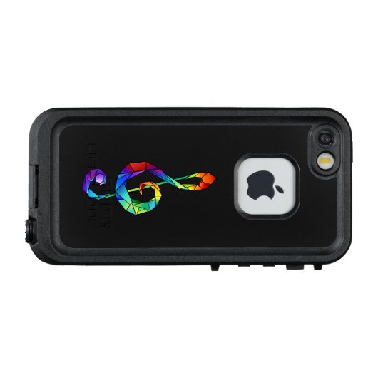 Rainbow musical key treble clean LifeProof iPhone hoesje (Achterkant (horizontaal))