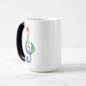 Rainbow musical key treble clean magische mok (Voorkant links)