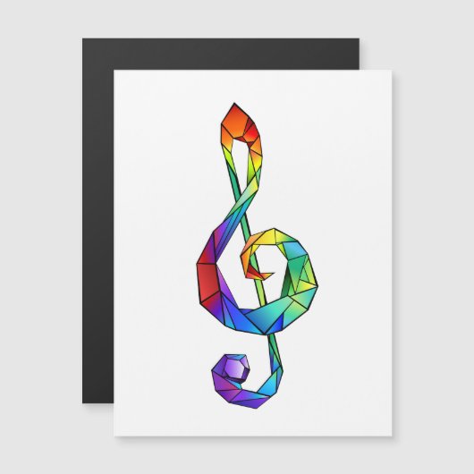 Rainbow musical key treble clean magnetische uitnodiging (Voorkant / Achterkant)