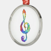 Rainbow musical key treble clean metalen ornament (Links)