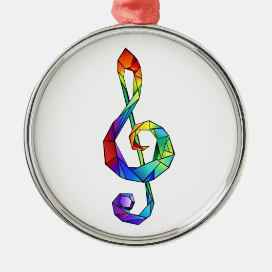 Rainbow musical key treble clean metalen ornament (Voorkant)