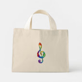 Rainbow musical key treble clean mini tote bag (Achterkant)