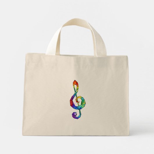Rainbow musical key treble clean mini tote bag (Achterkant)