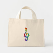 Rainbow musical key treble clean mini tote bag (Voorkant)