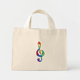 Rainbow musical key treble clean mini tote bag
