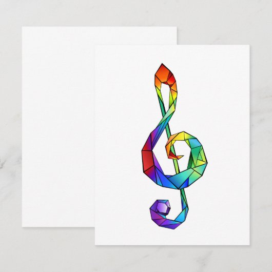 Rainbow musical key treble clean notitiekaartje (Voorkant / Achterkant)