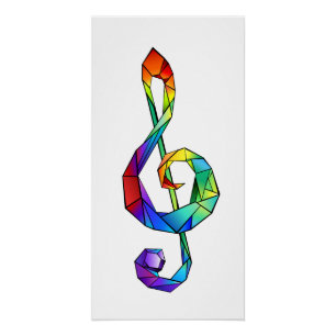 Rainbow musical key treble clean perfect poster
