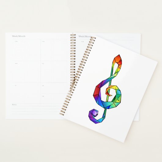 Rainbow musical key treble clean planner (Display)