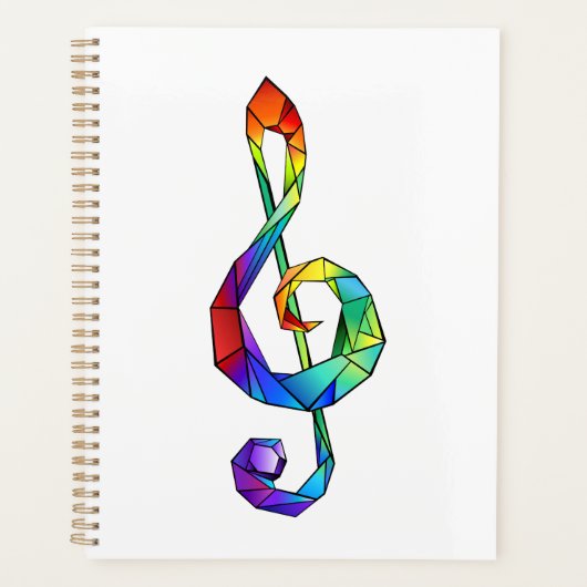 Rainbow musical key treble clean planner (Voorkant)